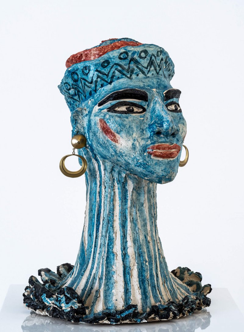 Elvira Bach - Keramik Blaue Frau, rechts