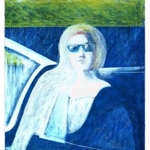 James Francis Gill - Woman in blue car